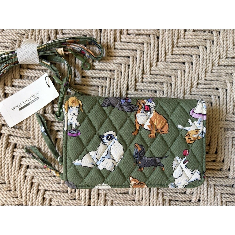 VERA BRADLEY RFID 3 in 1 CROSSBODY Wristlet Bag Dog Park Dachshund Bulldog NWT